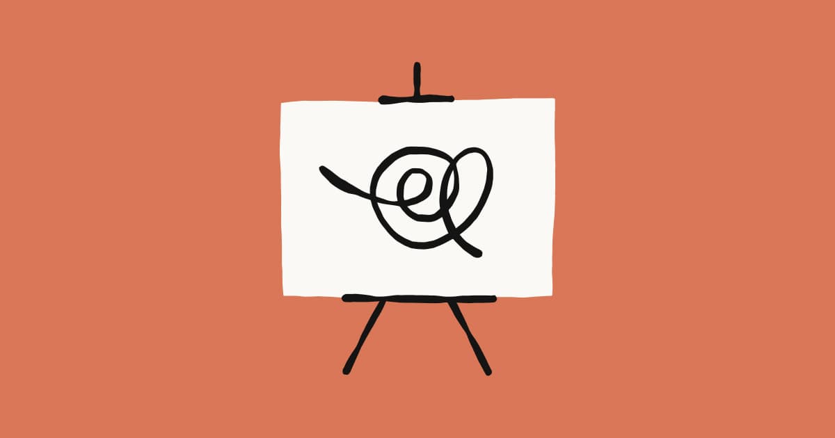 Anthropic illustration of a black looping line on a white canvas and easel against a terracotta background.