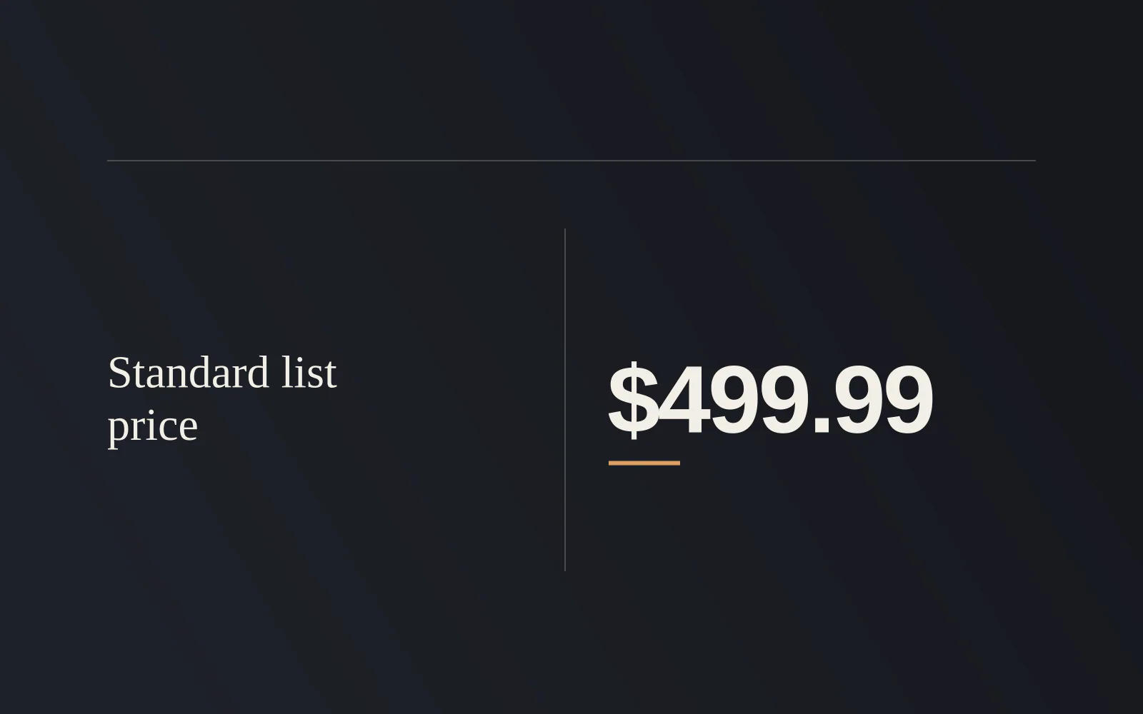Figure card: $499.99, Standard list price.